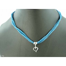 Heart with silk bracelet/necklace 